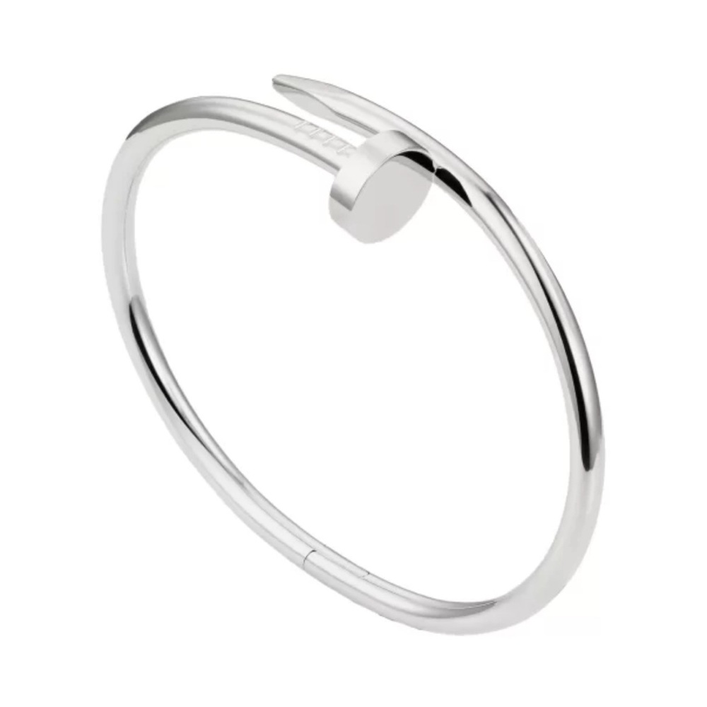 18 K White Gold Plated  Nail Bangle Bracelet
